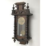 Late 19th century beech and walnut Vienna style wall clock