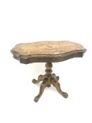 Italian marquetry shaped top pedestal table