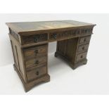 20th century medium oak twin pedestal desk