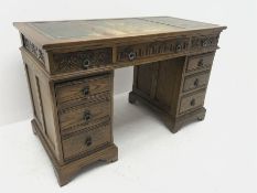 20th century medium oak twin pedestal desk