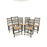 Set of six (5+1) ash and beech Georgian style dining chairs