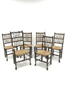 Set of six (5+1) ash and beech Georgian style dining chairs