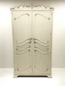 Late 20th century French style white and gilt double wardrobe