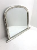 Large overmantle mirror in silvered frame