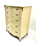 French style cream painted serpentine chest