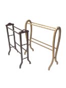 Two hardwood towel rails