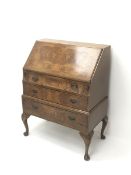 20th century crossbanded walnut bureau