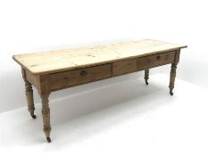 Large rectangular solid pine farmhouse table