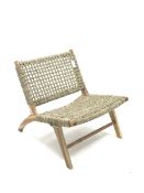 Lazy chair with eastern hardwood frame and weaved back and seat
