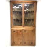 Large late 19th century sycamore corner cabinet