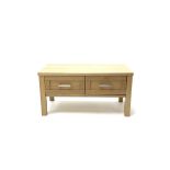 Light oak coffee table with two drawers