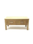 Light oak coffee table with two drawers
