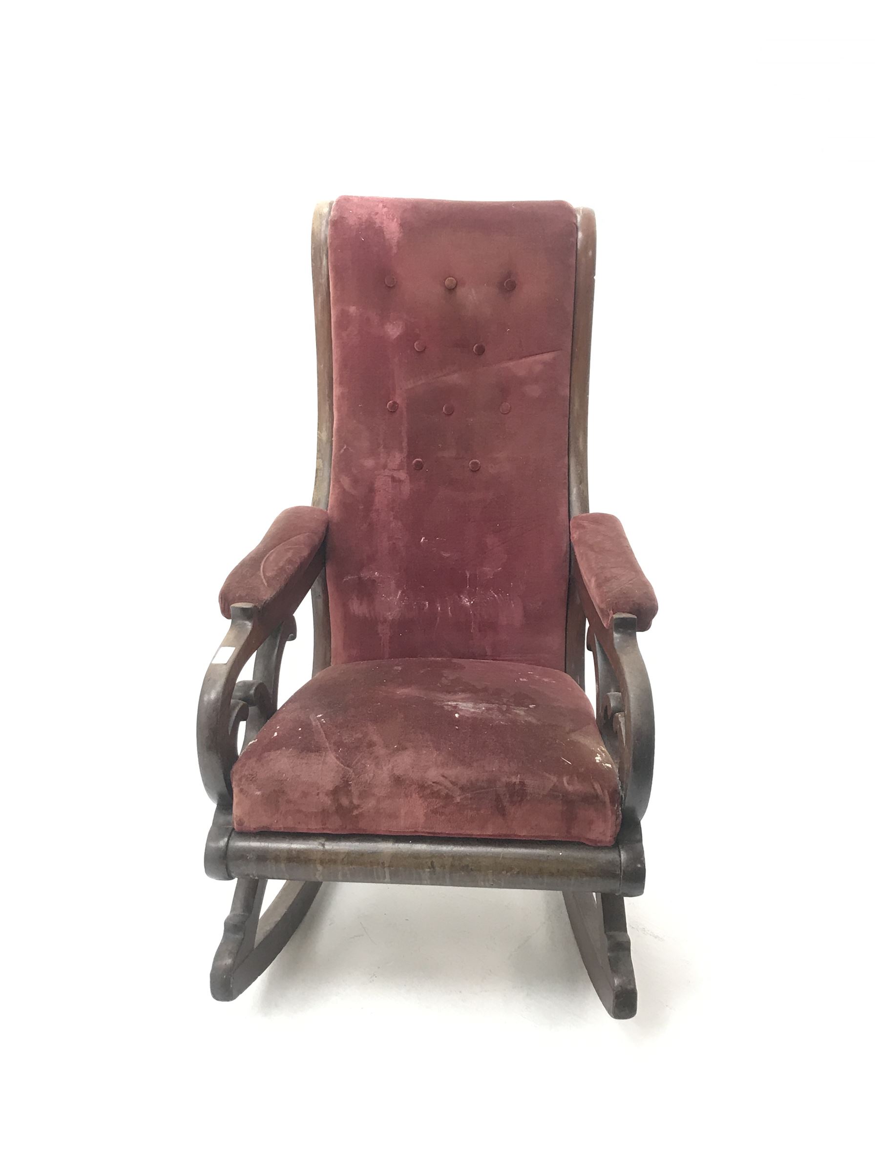 Victorian library style mahogany framed rocking chair - Image 2 of 2