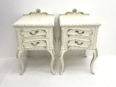 Pair late 20th century French style white and gilt bedside chests