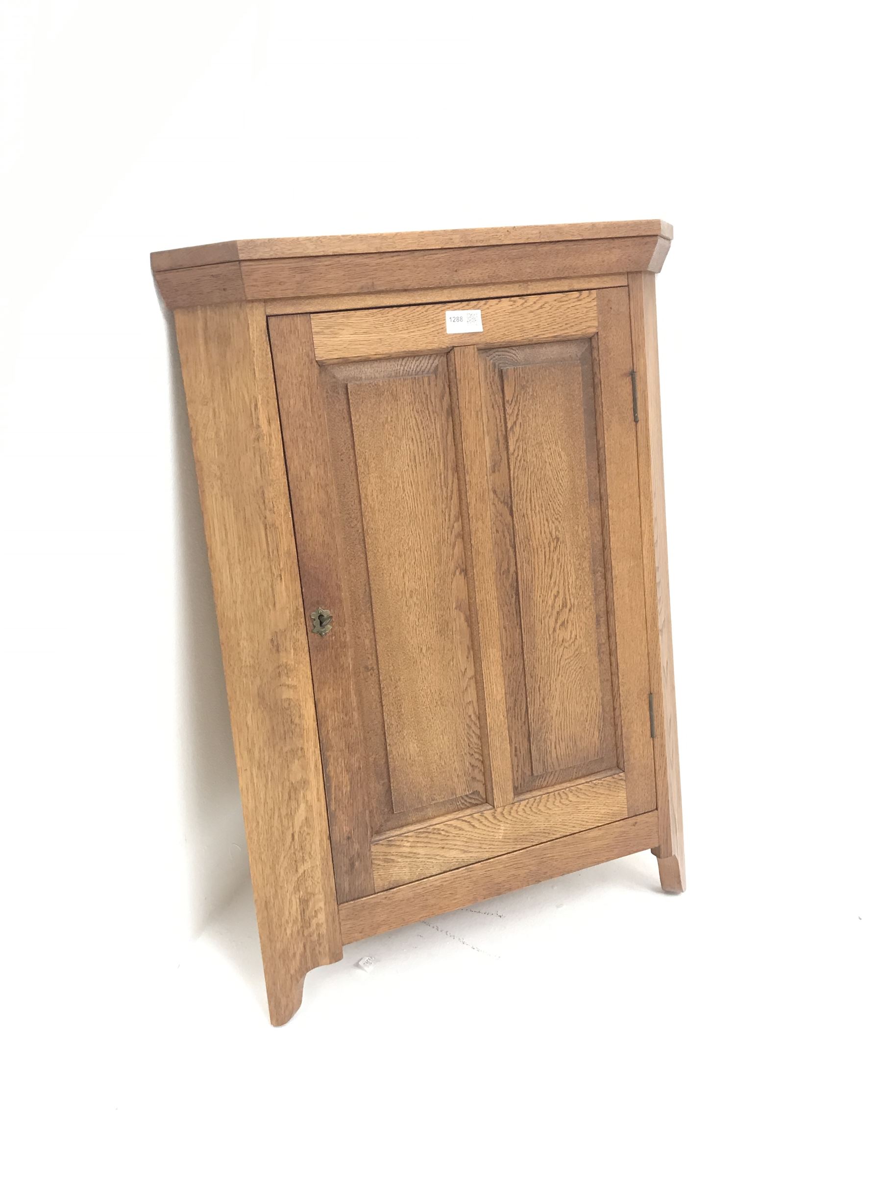 Mid century small oak wall hanging corner cupboard