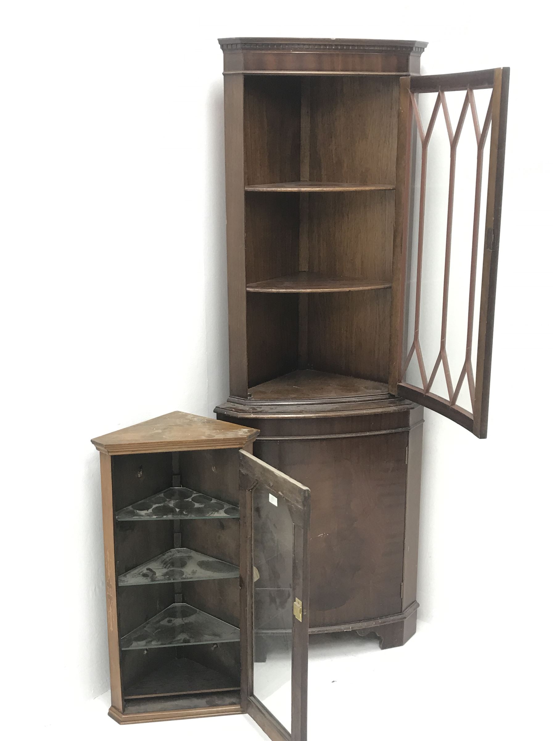 Mid century mahogany corner cupboard - Image 2 of 2