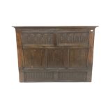 Jacobean style heavily carved oak panel headboard