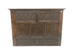 Jacobean style heavily carved oak panel headboard