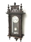 Late 19th century beech Vienna style wall clock