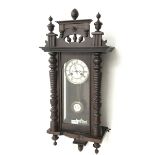 Late 19th century beech Vienna style wall clock