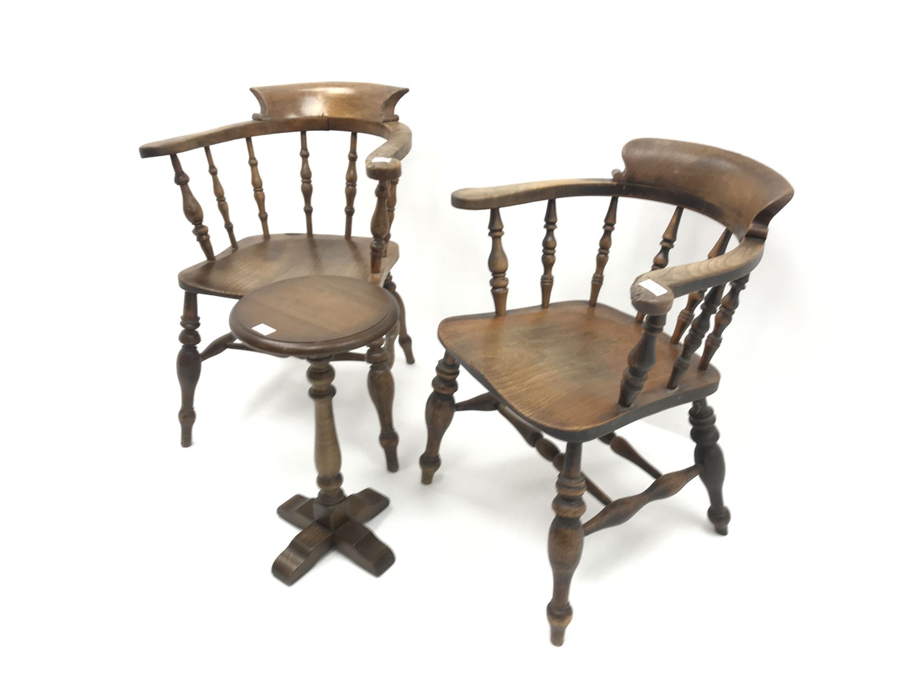 Pair Victorian elm captains chairs - Image 3 of 3