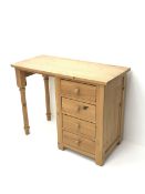 Solid pine single pedestal dressing table