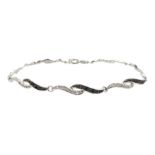 9ct white gold black and white diamond link bracelet