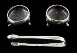 Pair George III Silver salts on three hoof feet by Thomas Wallis II