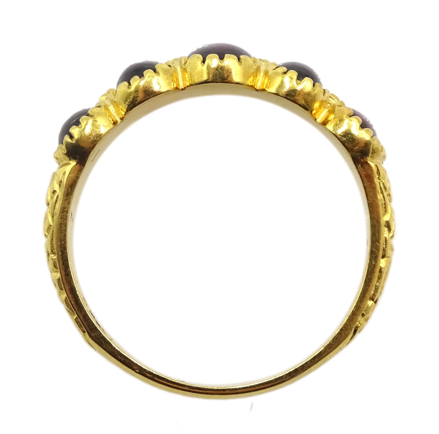Silver-gilt five stone rhodolite garnet ring - Image 10 of 10
