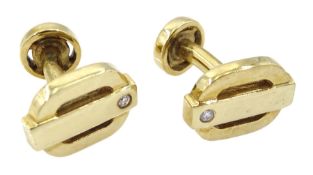 Pair of 9ct gold and diamond cufflinks