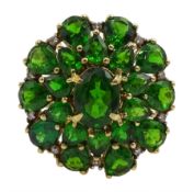 9ct gold chrome diopside and diamond cluster ring