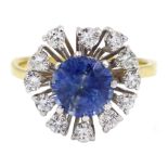 18ct gold round sapphire and diamond cluster ring
