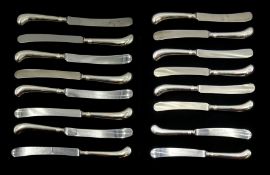 Set of eight silver Pistol handled dinner knives