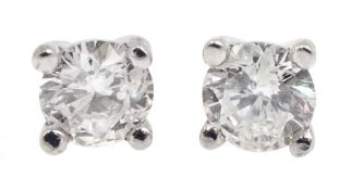 18ct white gold round brilliant cut diamond stud earrings