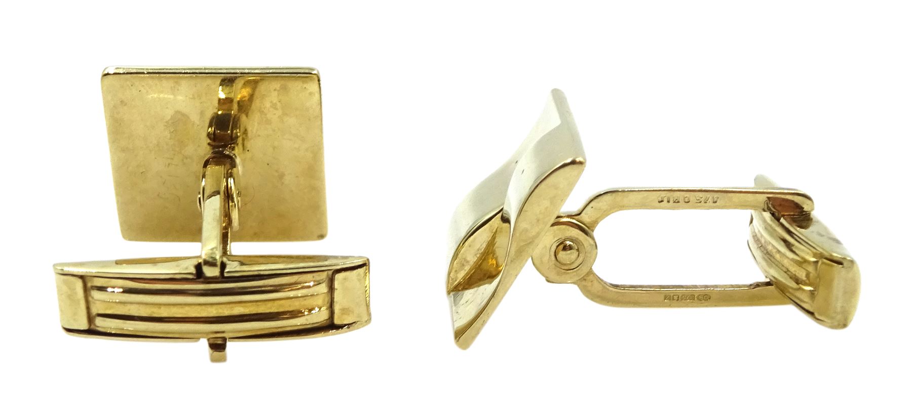 Pair of 9ct gold square cufflinks - Image 2 of 2