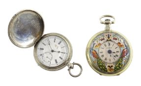 White metal cylinder pendulum pocket watch made for the Chinese market