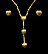 9ct gold heart pendant necklace and matching stud earrings