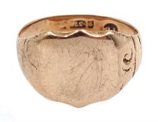 Rose gold signet ring stamped 9.375