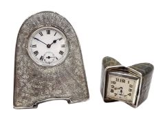 Ladies silver purse watch lever movement by Aster in crocodile folding case and a small Art Deco sil