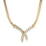 9ct gold diamond crossover design necklace