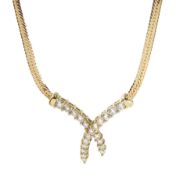 9ct gold diamond crossover design necklace