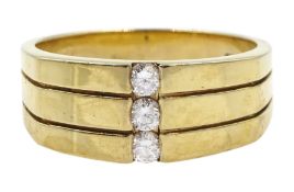 9ct gold channel set three stone diamond ring