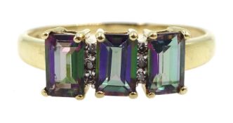 9ct gold mystic topaz and diamond ring