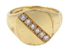 9ct gold diamond set signet ring