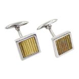 Pair of 9ct white and yellow gold square cufflinks