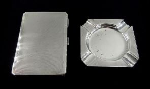 Silver engine turned cigarette case by William Neale & Son
