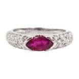 18ct white gold marquise shaped ruby ring