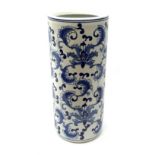 Blue and white cylindrical stick stand