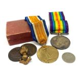 WWI medal pair comprising British War and Victory medals named to '39325 PTE. H. DEARDEN. MANCH.R.'