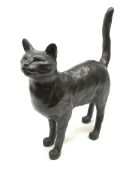 A large limited edition bronzed model of a cat